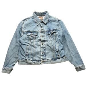Vintage Reliq Denim Trucker Jacket Women's Large L Long Sleeve Pocket Blue Gray